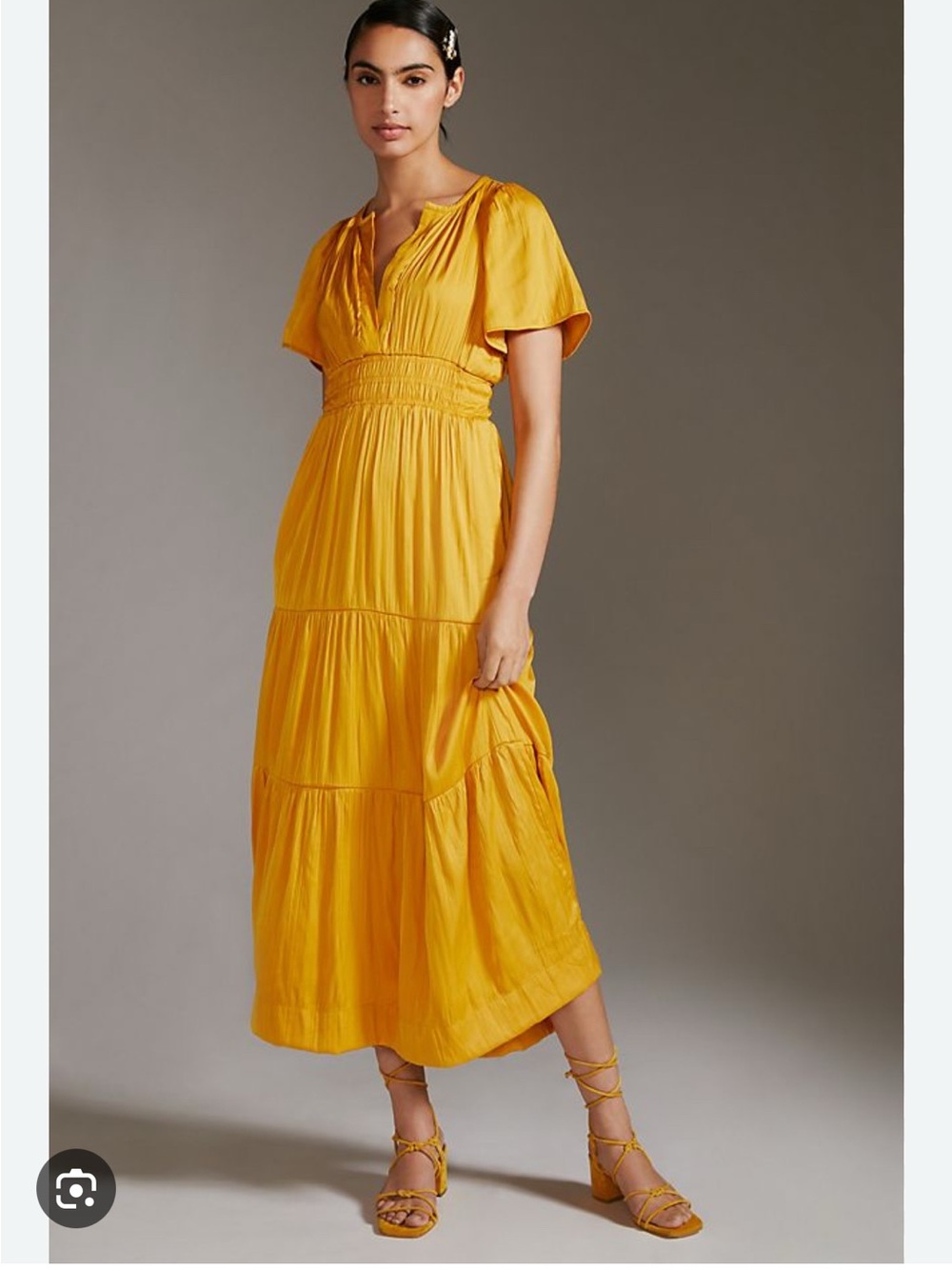 Anthropologie Somerset Golden Yellow Tiered Maxi Dress 2X